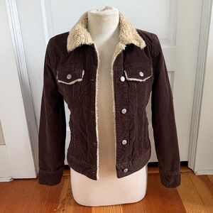 Gap Brown Corduroy Faux Fur Lined Vintage Jacket XS